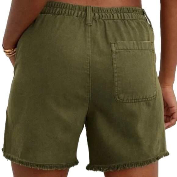 Aerie Lyocell Linen Fringe Hem Utility Workwear Shorts - Picture 2 of 11